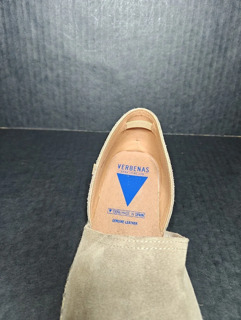 VERBENAS Carmen Serraje Taupe Suede Slide-on Spanish Espadrille Mules Shoe 9-9.5